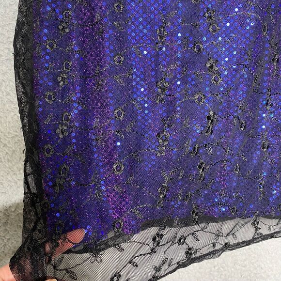 Vintage Charlotte Russe purple black gothic y2k sequin mini dress floral lace M - Picture 6 of 10